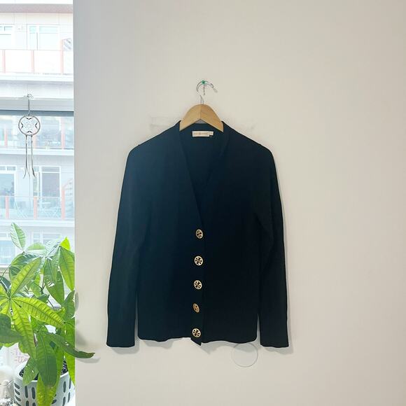 Tory Burch Black Knit Cardigan Sweater Size Large - Picture 1 of 5